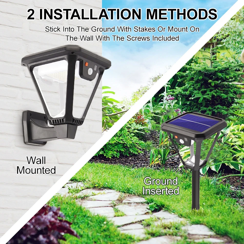 Outdoor Solar Powered Landscape Lights White 100 LEDs 360° Angle Illumination USB Charging Solar Motion Sensor Spotlights