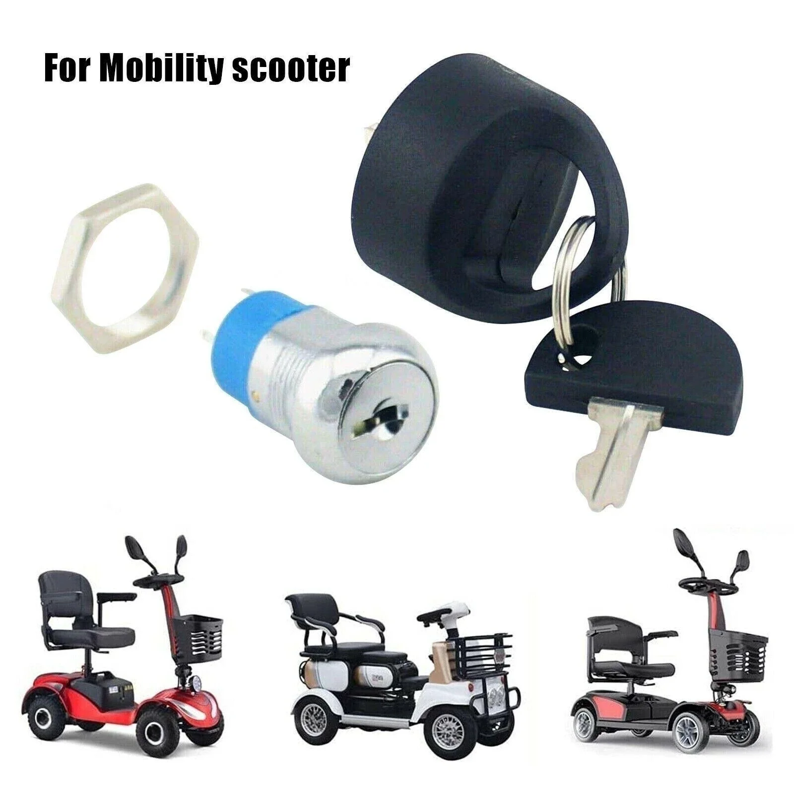 1Pcs Ignition Switch Lock with Keys Replacement Mobility Scooter Spare Start On/Off Ignition Switch for Pride Mobility Scooters