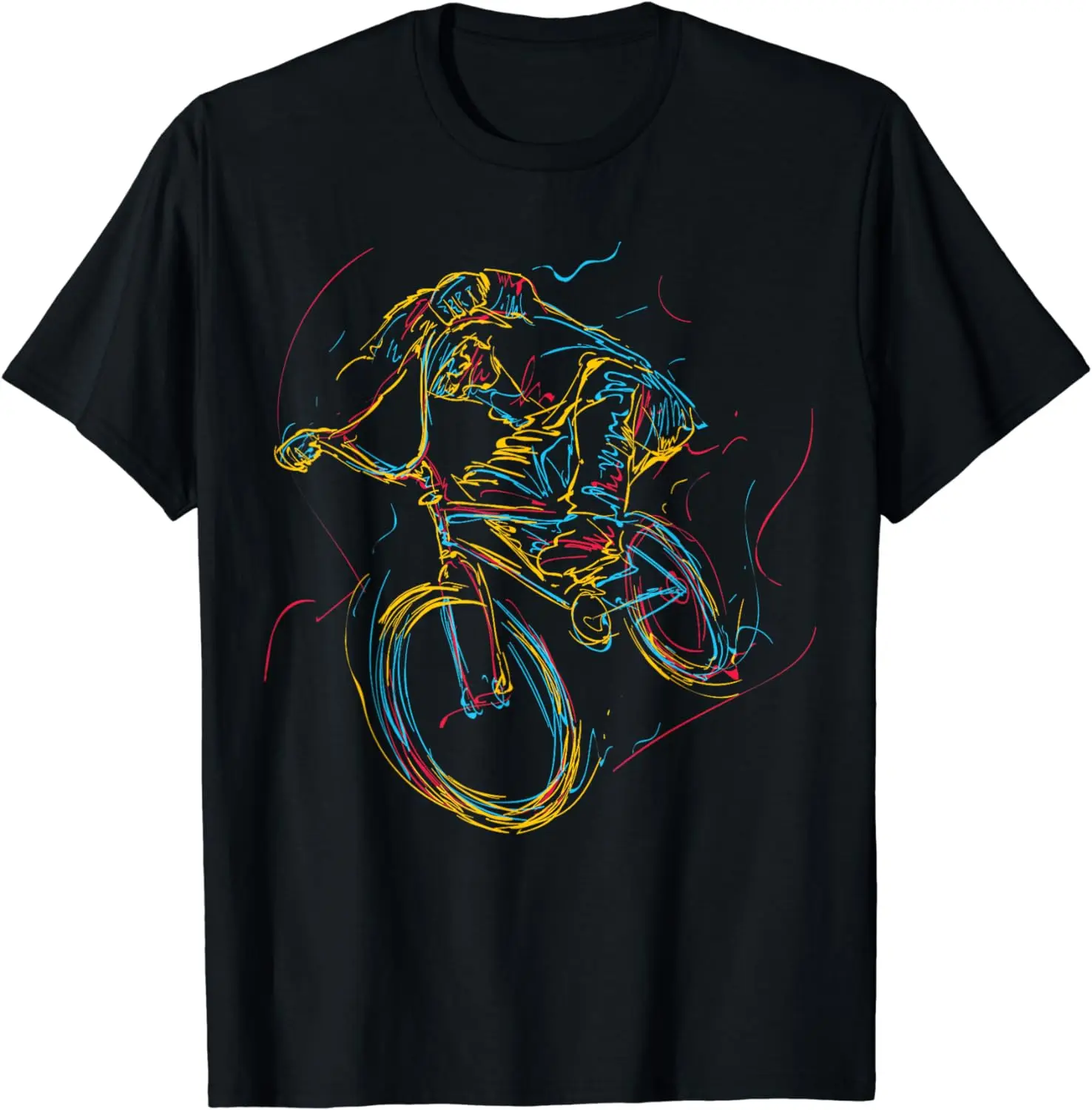 Colorful Abstract Art BMX Bar Turn 180 360 T-Shirt  Men Clothing Tops Graphic T Shirts Vintage T Shirt Camisas Streetwear