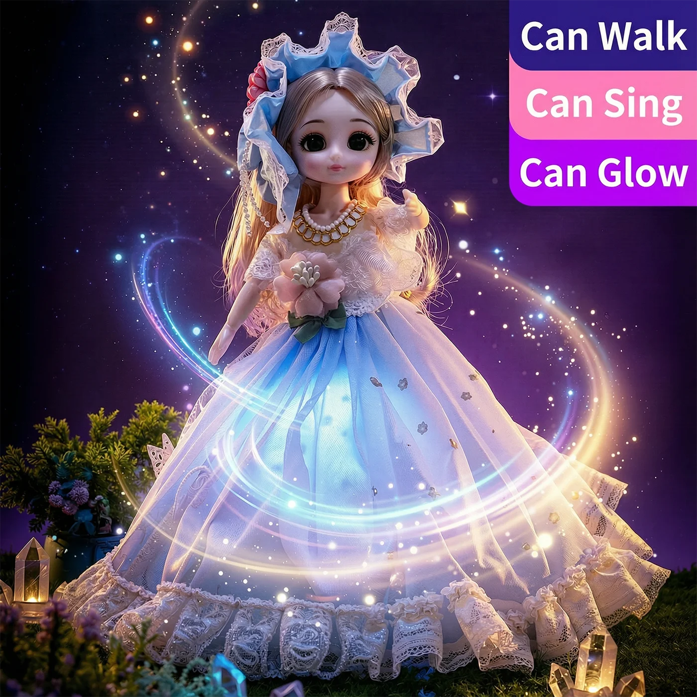 Poupée ange dansante électrique, robe de mariée à la mode, princesse, musique chantante avec lumière LED, cadeau d'anniversaire pour filles et enfants