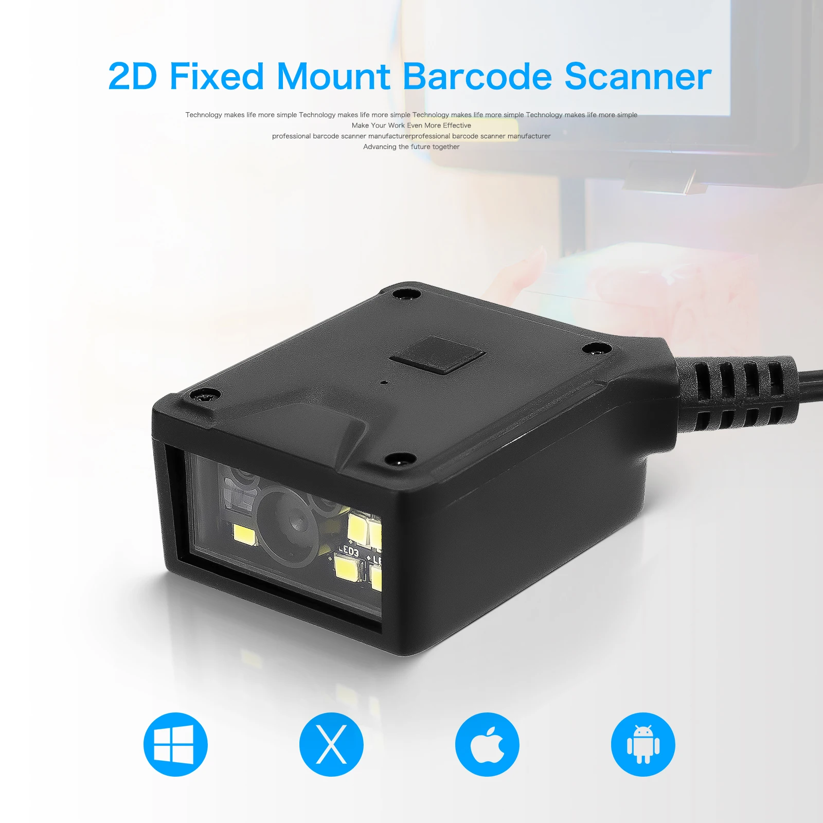 NETUM NT-90 Industrial 1D 2D QR Code Readers Fixed Mount Barcode Scanner USB RS232 Barcode Scanner For Mobile Phone Payment