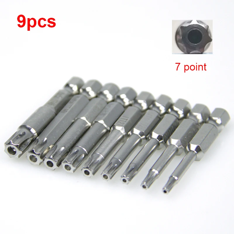 Torx Torx Chave de Fenda com Furo Interno Hex Haste Sete Bits Estrela Dentes Chave de Fenda Tt10-tt45 Pcs s2 9pcs