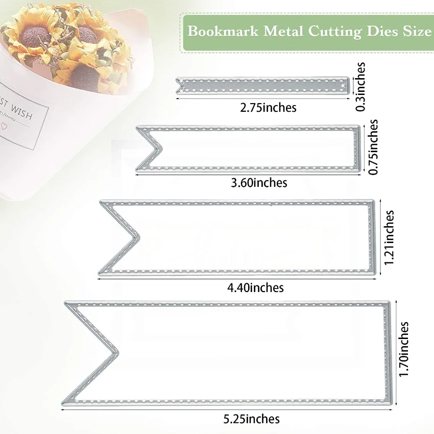 Marcapáginas troqueles de corte de Metal para manualidades, herramienta de álbum de recortes en relieve de acero al carbono y troquel de pancarta delgada para tarjetas DIY