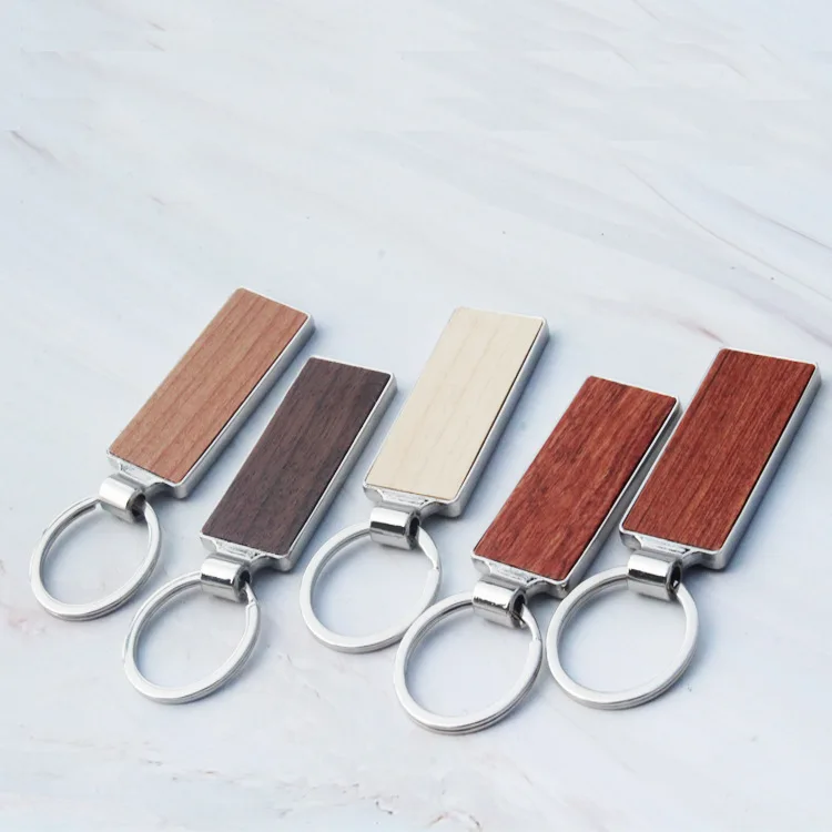 

10Pcs Wooden Keychain Waist Hanging Businesss Solid Wood Keyring Small Pendant Personality Trendy Portable Gift