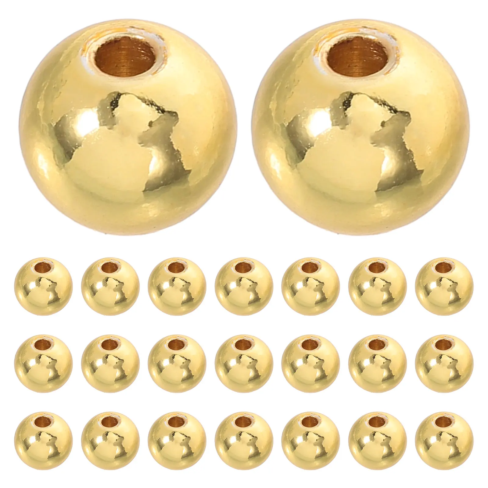 

100 Pcs Handmade Beads Necklace Tiny Gold Spacer Jewelry Ball Loose Copper Pendant Sphere Round Charms for Crafts