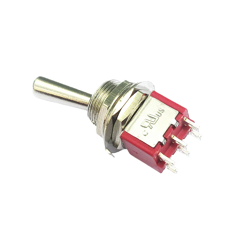 M12 tuimelschakelaar met grote kop, 12 mm gat, rode tuimelschakelaar, 3/6 pinnen, 2-positie en 3-positie tuimelschakelaar