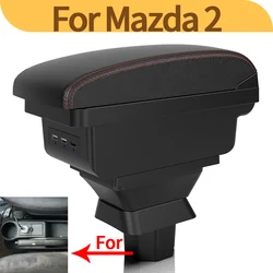 For Mazda 2 Armrest box For Mazda 2 Demio Car Armrest Box Central Storage box Interior Retrofit USB charging Car Accessories
