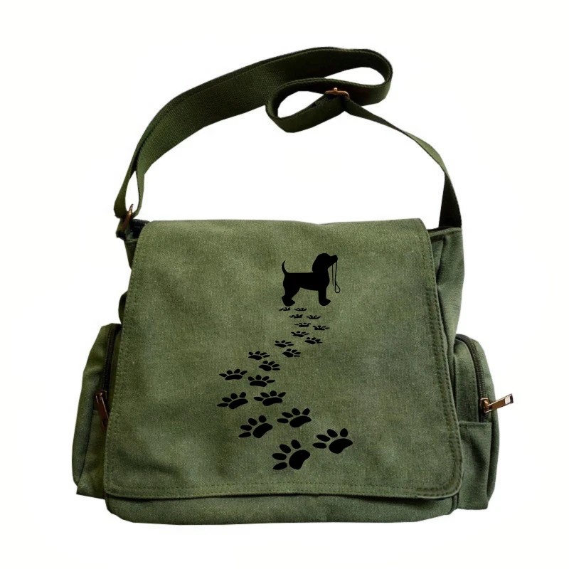 

Casual Women's Shoulder Bag Crossbody Bag Messenger Bag Canvas Laptop Bag Dog Print Large Capacity Women's Bag