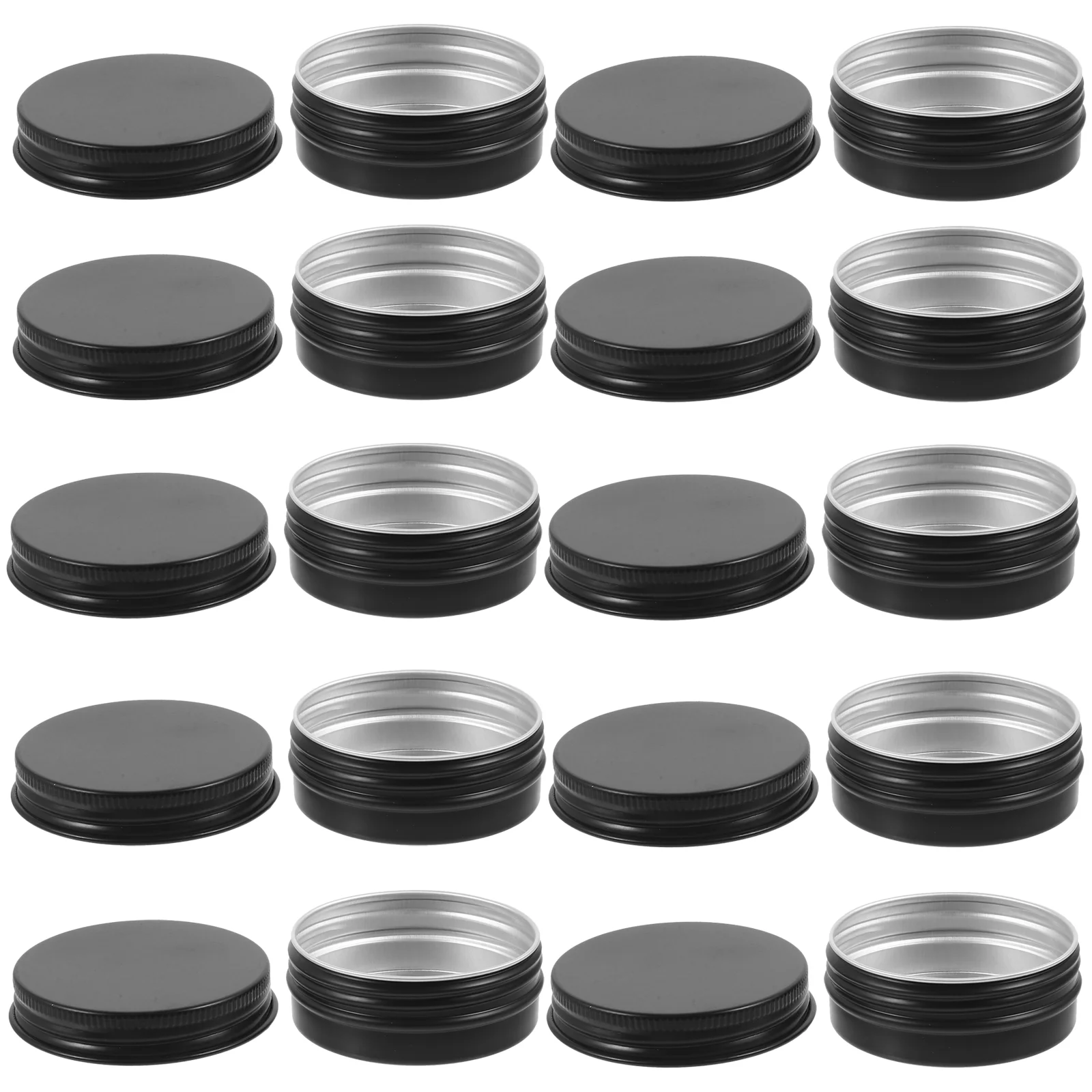 

20 Pcs Creami Thread Aluminum Box Tin Cans Jar Container Holder Black Small Tea Tins Travel