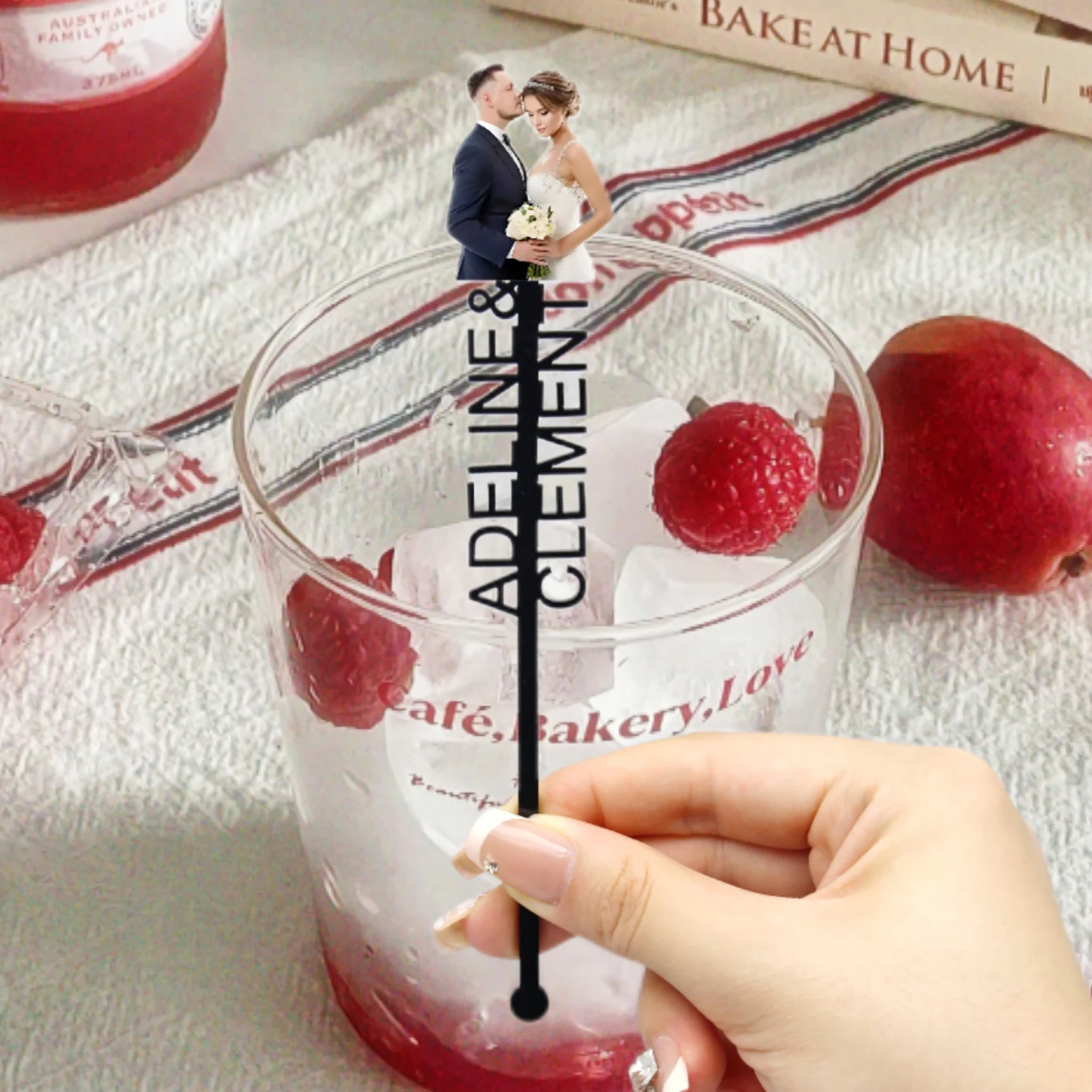 12/60/120pcs Personalized Cocktail Stirrers Custom Photo Drink Stir Wedding Acrylic Drink Stirs Baptism Souvenir Name Custom