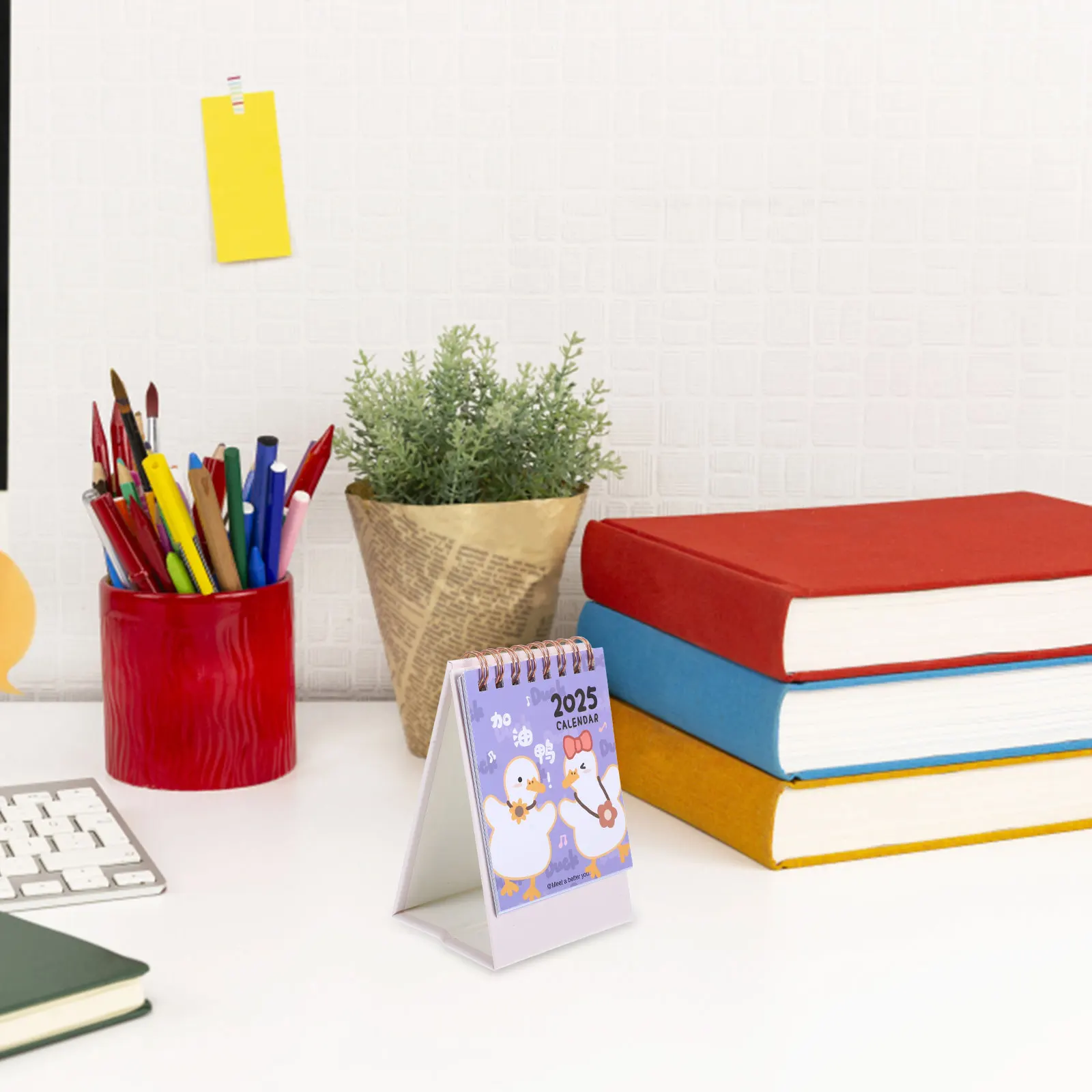 

Desk Calendar Small Mini Advent Planner for Desktop Standing Flip Decor Women Office