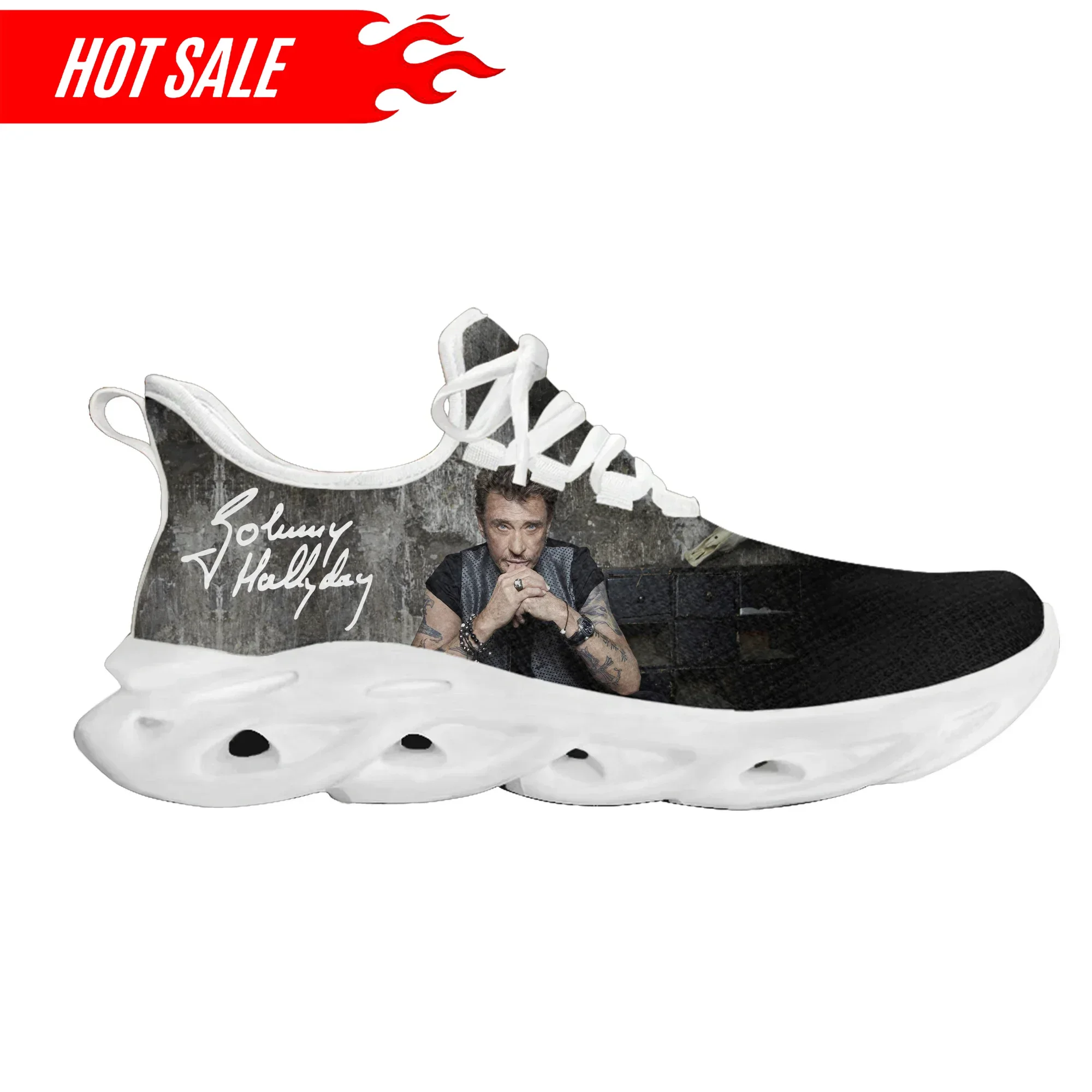 

HOT Johnny Hallyday Rock Singer Flats Sneakers Mens Womens Sports Shoes High Quality Custom Made DIY Sneaker Customized Shoe
