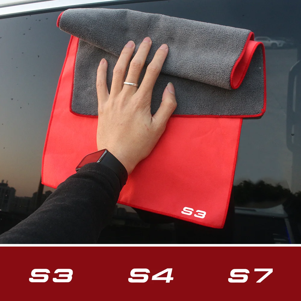 

Absorbent Car Drying Towel Suede Coral Velvet Double-sided Car Cleaning Cloth Auto Towel Accessory For Audi S1 S2 S3 S4 S5 S6 S7