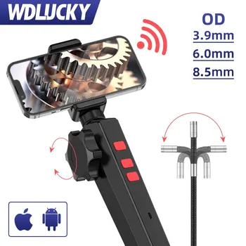 Two way articulating borescope WlFl industrial endoscope with 6mm 3.9mm articulated snake camera with light for IOS Android IP67
