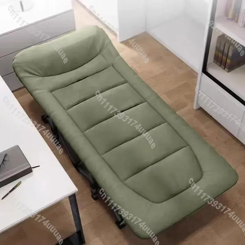 Portable Folding Bed Single Recliner for Office Nap Lunch Break Simple Camp Cot Lightweight Travel Guest Sleeping Chair