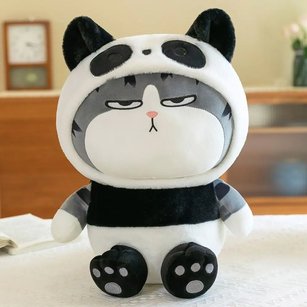 Juguete de Peluche de gato Tabby de dibujos animados para niños, Panda pequeño con capucha, Rana, conejito, Cosplay, regalo, 22/40cm