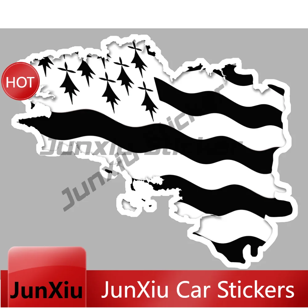 Cool Reflective Silver Vinyl Decal Breizh Bretagne Drapeau Gwenn-ha-du Motorcycle For Motorcycle Tank Bike Frame Side Case Uv