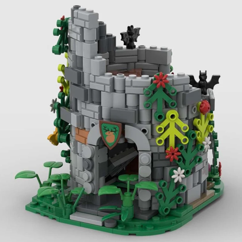 Medieval Castle Model Moc Building Bricks WatchTower Ruin Model Building Technology City Street View Blocks Construstion Toy