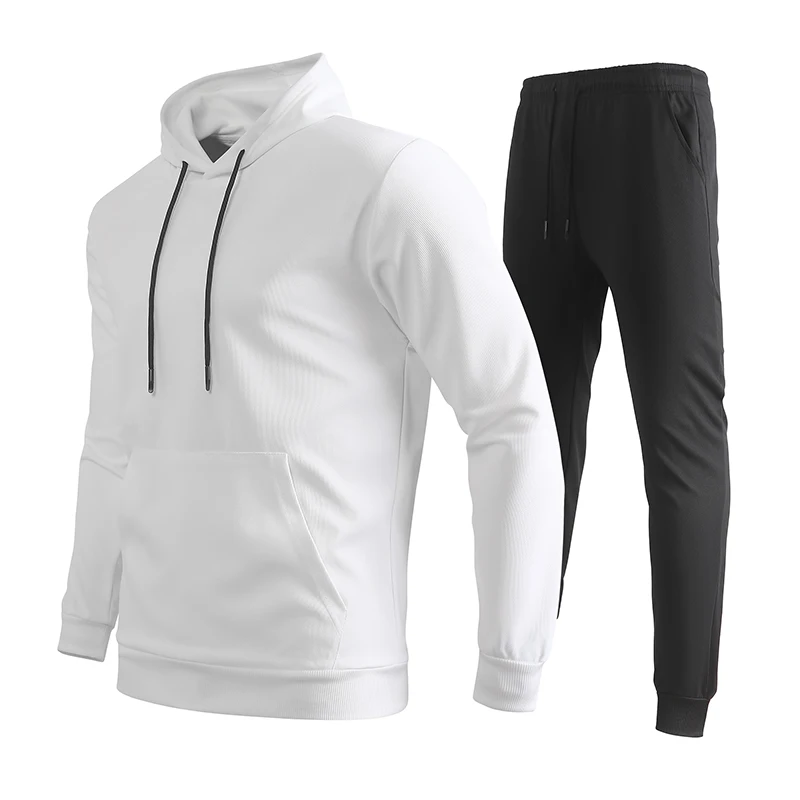 

Men's Solid Color Hoodie Jogger Set Spring New Arrival Casual Pullover Sweatshirt Sweatpants Plus Size Trendy Two Piece Outfit