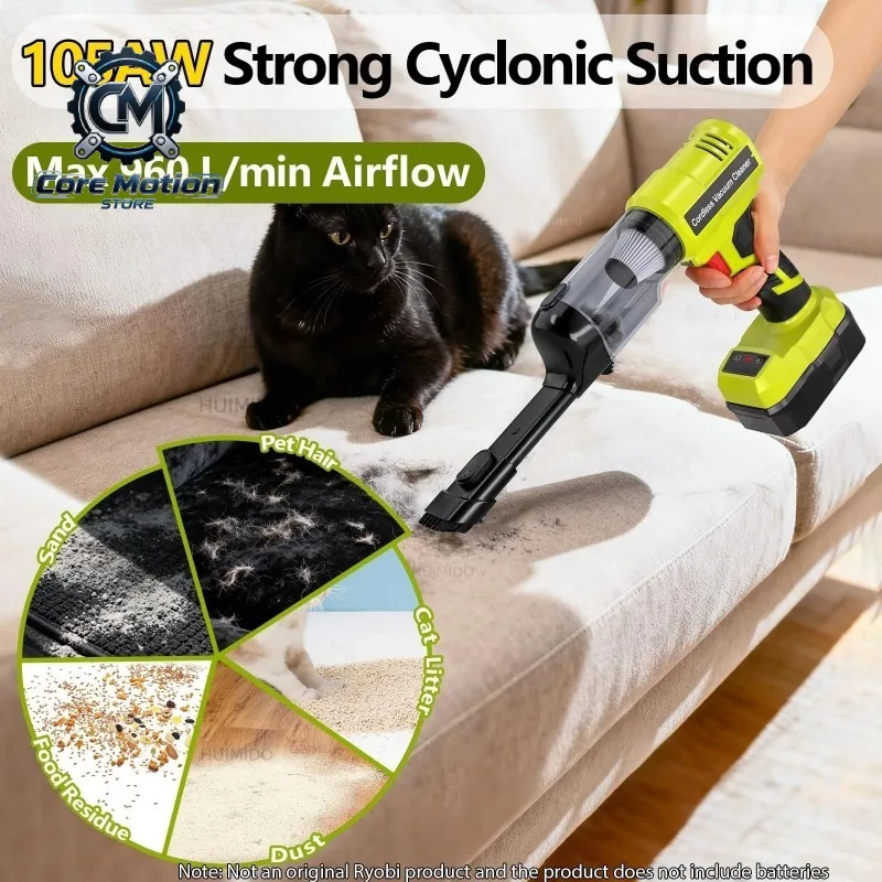 240W Cordless Vacuum Cleaner for Ryobi 18V Battery Electric Handheld Vacuum Cleaner 105AW Powerful Suction for Floor,Carpet,Car