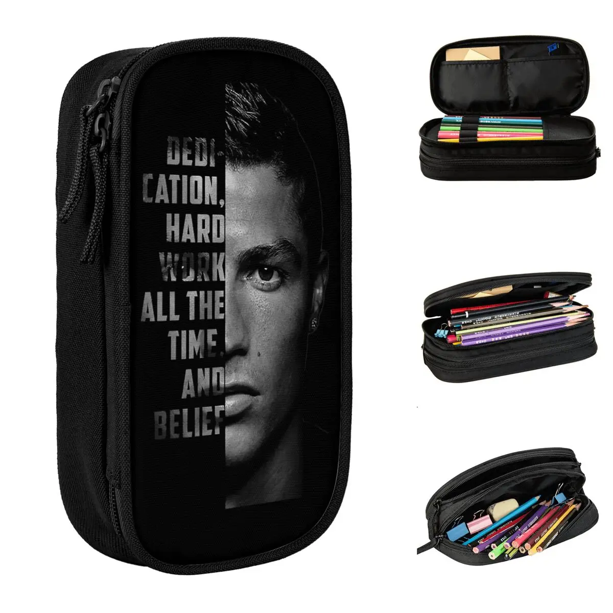 ronaldos futeboljogador lapis cases fun soccer pen bolsa para estudantes escola cosmetic pouch grande capacidade fas 01