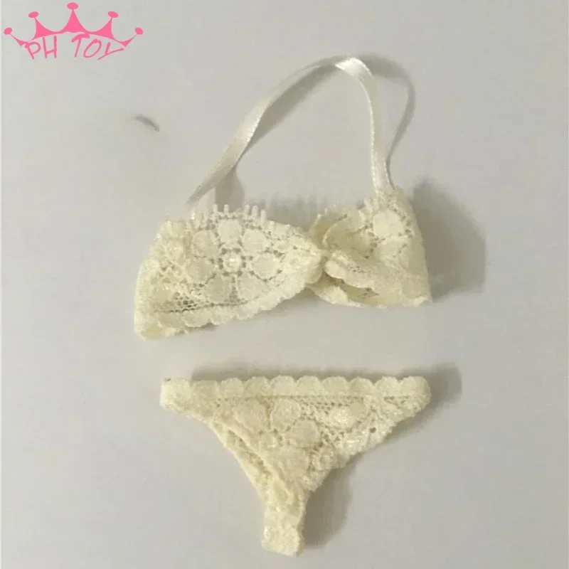 

1/6 Scale Sexy Ivory Lace Hollow Underwear Neck Hanging Bikini Clothes Accessory Set Model for 12" Soldier Figure Body Doll