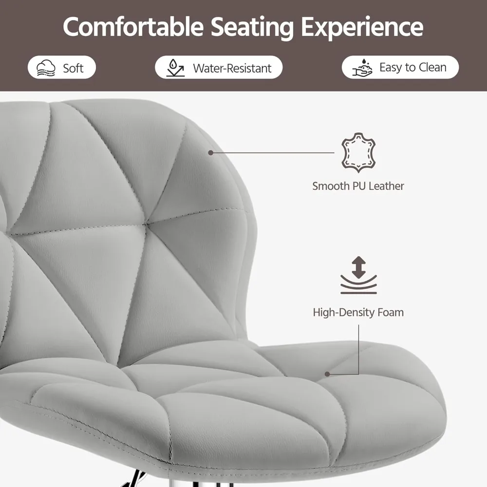 Zestaw 2 wyściełanych skórzanych stołków barowych, obrotowe krzesła z regulowaną wysokością i oparciem, idealne do wyspy kuchennej i na bar.