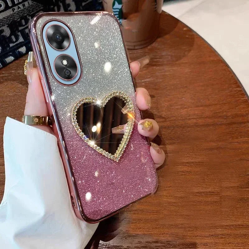 Luxury Glitter Diamond Mirror Plating Case For OPPO Reno 12 11 11F 10ProPlus 9 7 A17 A16 A16S A57 A94 A58 A53 A36 A78 A95 Cover