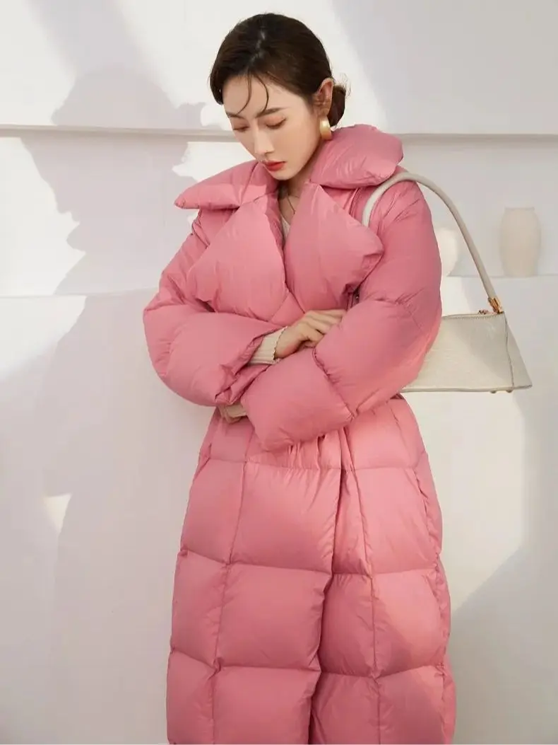 Fit -20℃ Cold Winter Coats Super Thicker 90% White Goose Down пуховая куртка Coats Female Warm Longer Pink Down Parkas wy1839