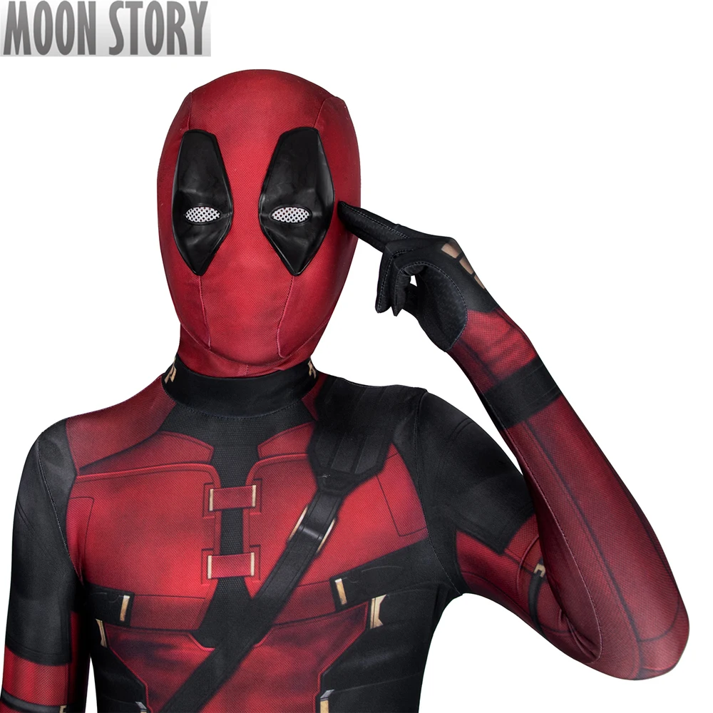 Dzieci Deadp 3 chłopiec przebranie na karnawał Wade Winston Wilson czerwony kombinezon Zentai Halloween karnawał body z nadrukiem 3D