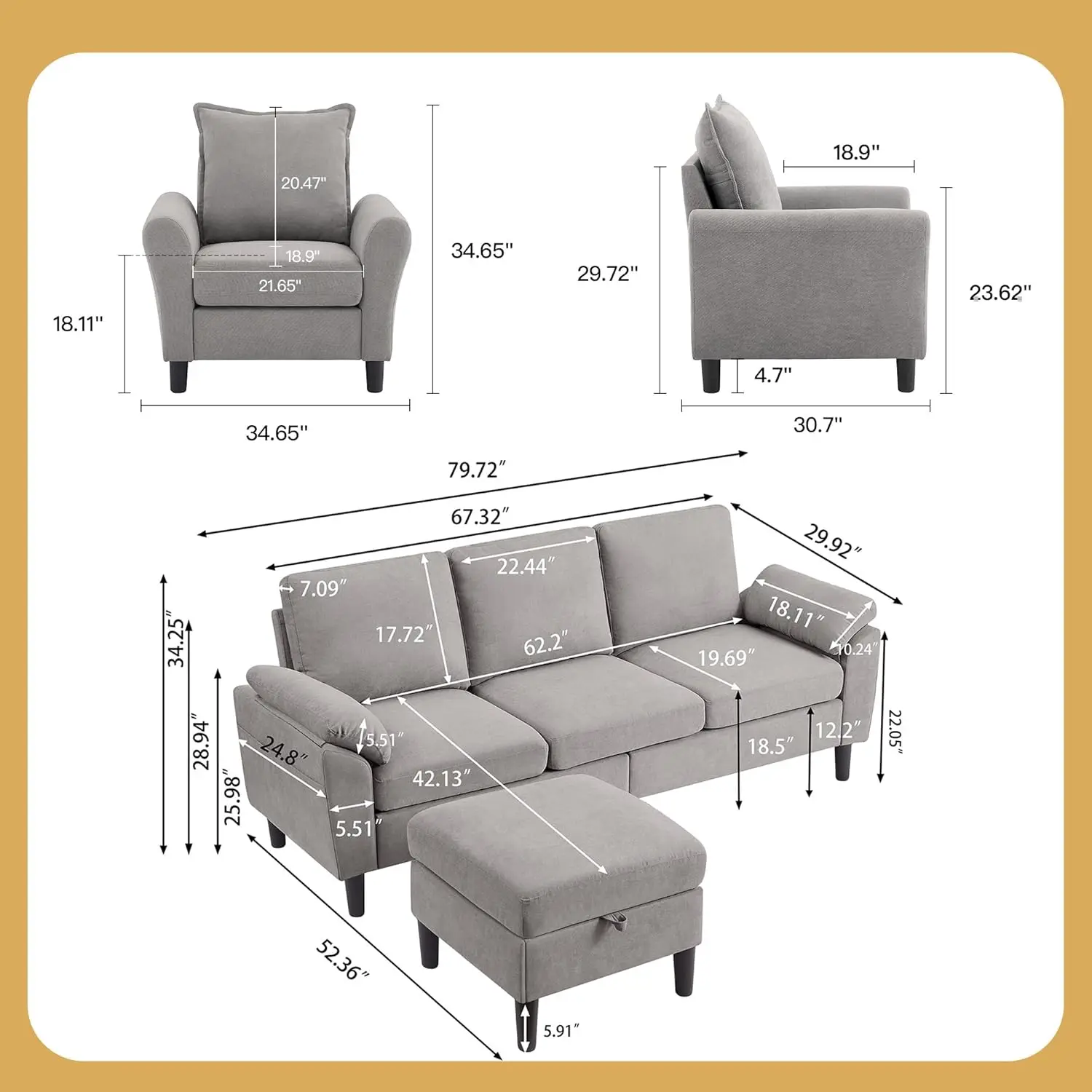 Sofa Set of 79.5