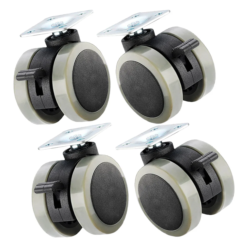 

4 Pcs Caster Wheels with Locking Set Rubbish Bin Trash Can Casters Home Appliances Rollers Plastic Small Pulley Office