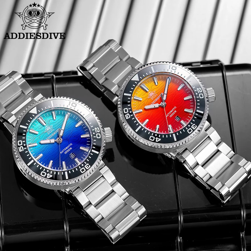 ADDIESDIVE Men Luxury Watch AD2526 BGW9 Blue Luminous 8215 Movement Sapphire Crystal 1000m Waterproof Automatic Mechanical Watch