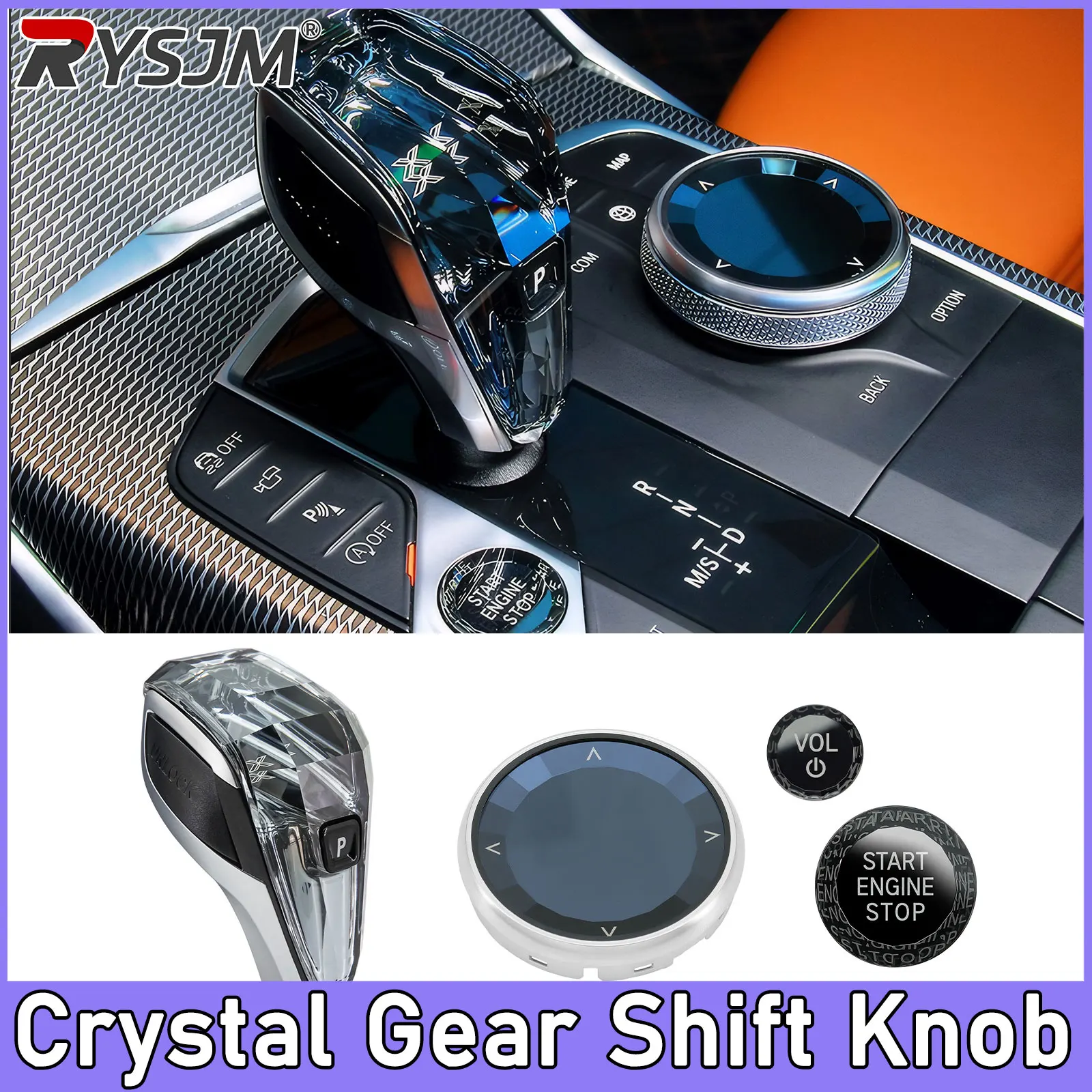 4pcs/Set Crystal Gear Shift Knob Lever For BMW G20 G21 IX3 G08 X3 G01 X6 G06 X7 G07 X5 G05 Automatic Crystal Gear Handle