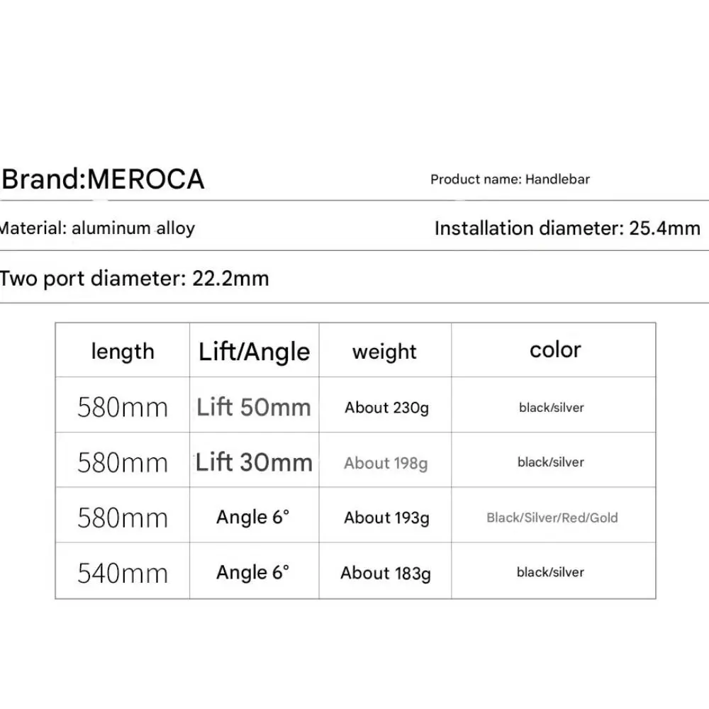 Für Mountainbikes MEROCA Fahrradlenker Gerade/Schwalbenform Aluminiumlegierung Fahrrad-Riser-Lenker 25,4X540/580mm Fahrradteile – Detail 4