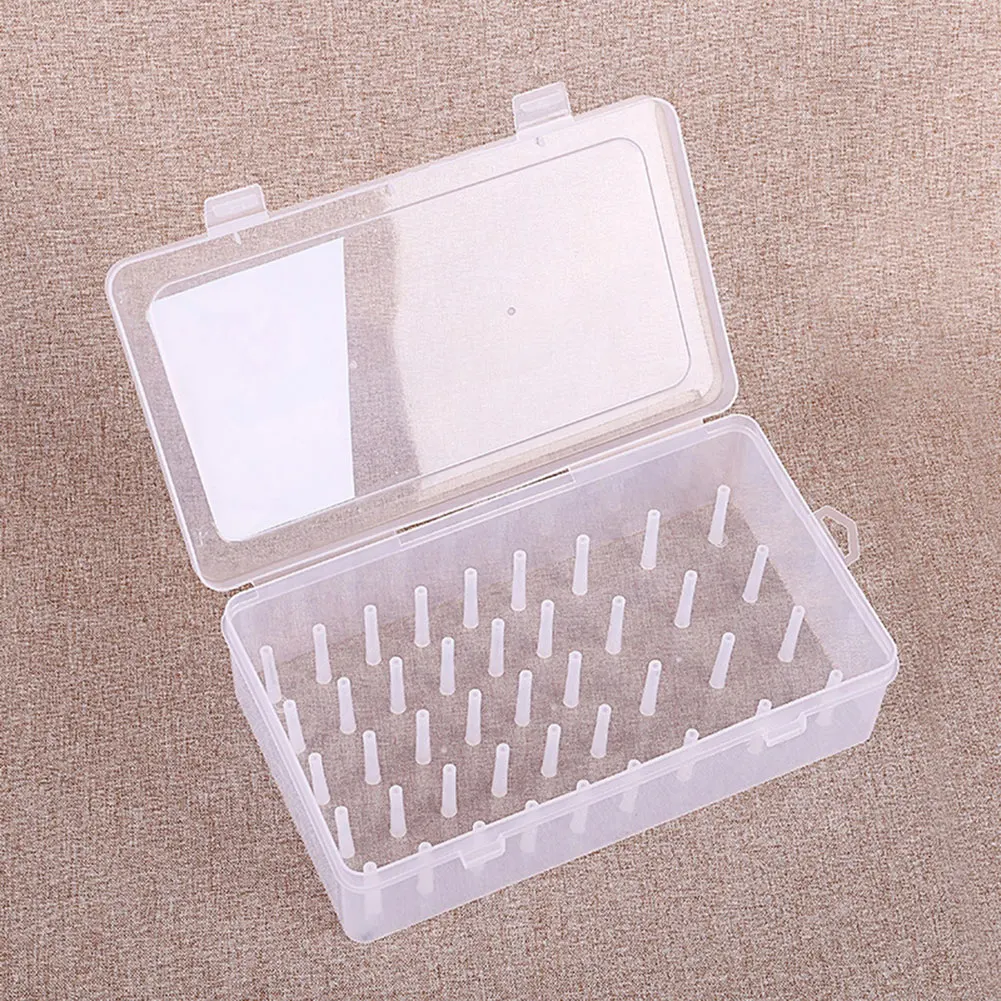 Thread Storage Box Transparent Plastic Bobbin Box Sewing Bobbins Threads Storage Sorting Case Organizer