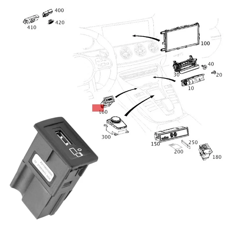 

A2138203200 USB Port Connecting Unit For Mercedes Benz E CLS AMG GT Front Ashtray USB Interface 2138203200 Replacement