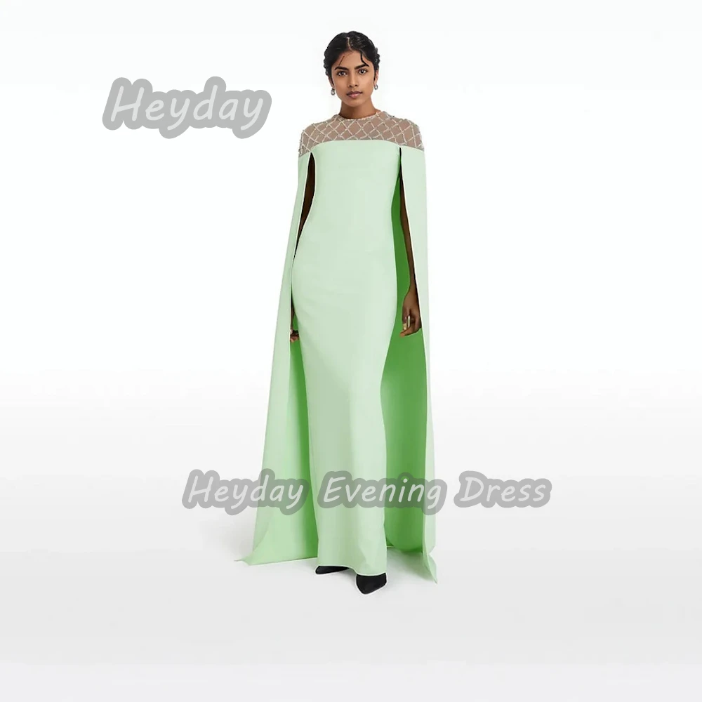 

Heyday السعودية O-Neck Beaded Prom Gown Straight Sexy Crepe Short Sleeves Floor Length Elegant Dress For luxurious Woman 2024