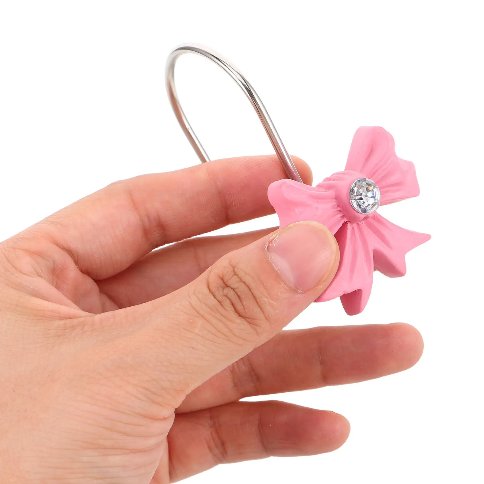 12Pcs Resin Bow Knot Curtain Hooks Decorative Bathroom Shower Curtain Rings Drapes Holders Cute Decor Drape Hooks