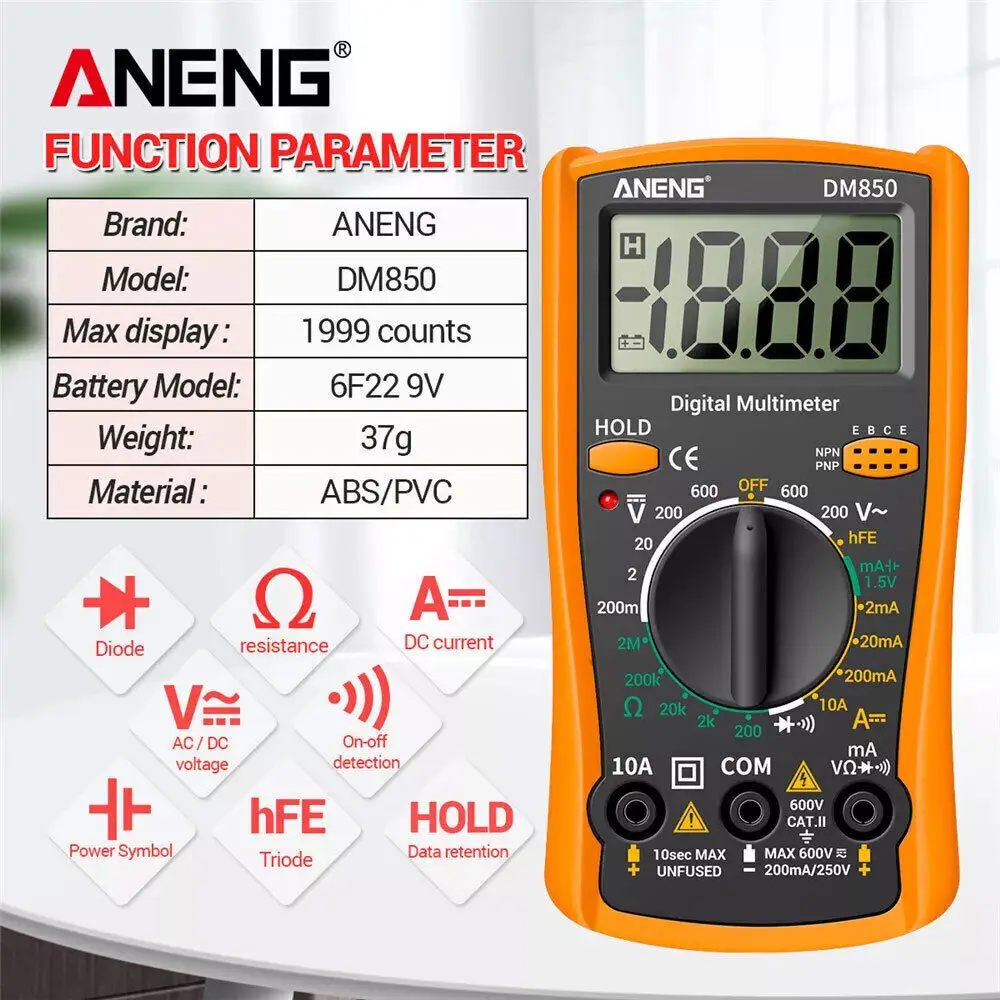 Professional Digital Multimeter Voltmeter Ohmmeter Ammeter Multi Tester Meter UK