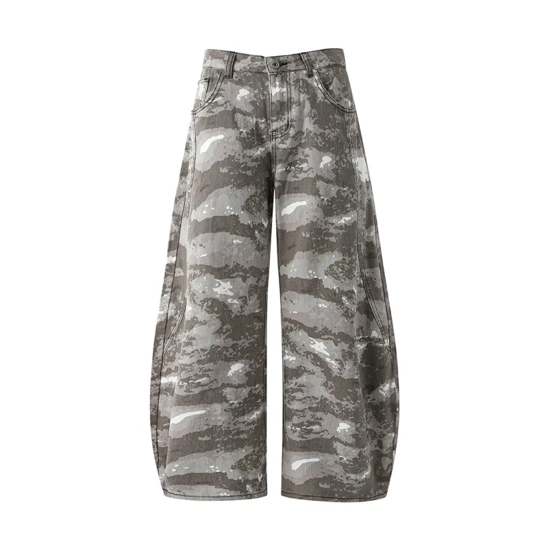 New Autumn Men's Trousers Wide Leg Multi-scale Camouflage Contrast Color Straight Casual Male All-match Pants Tide