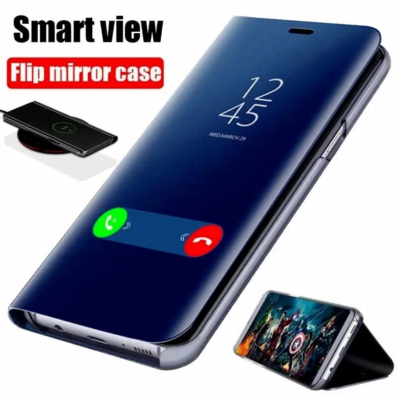 Luxury Smart Case For Samsung Galaxy S24 S23 S22 S21 Ultra S20 S10 S9 S8 Plus S23 FE 5G Mirror Leather Smart Flip Suppor Cover