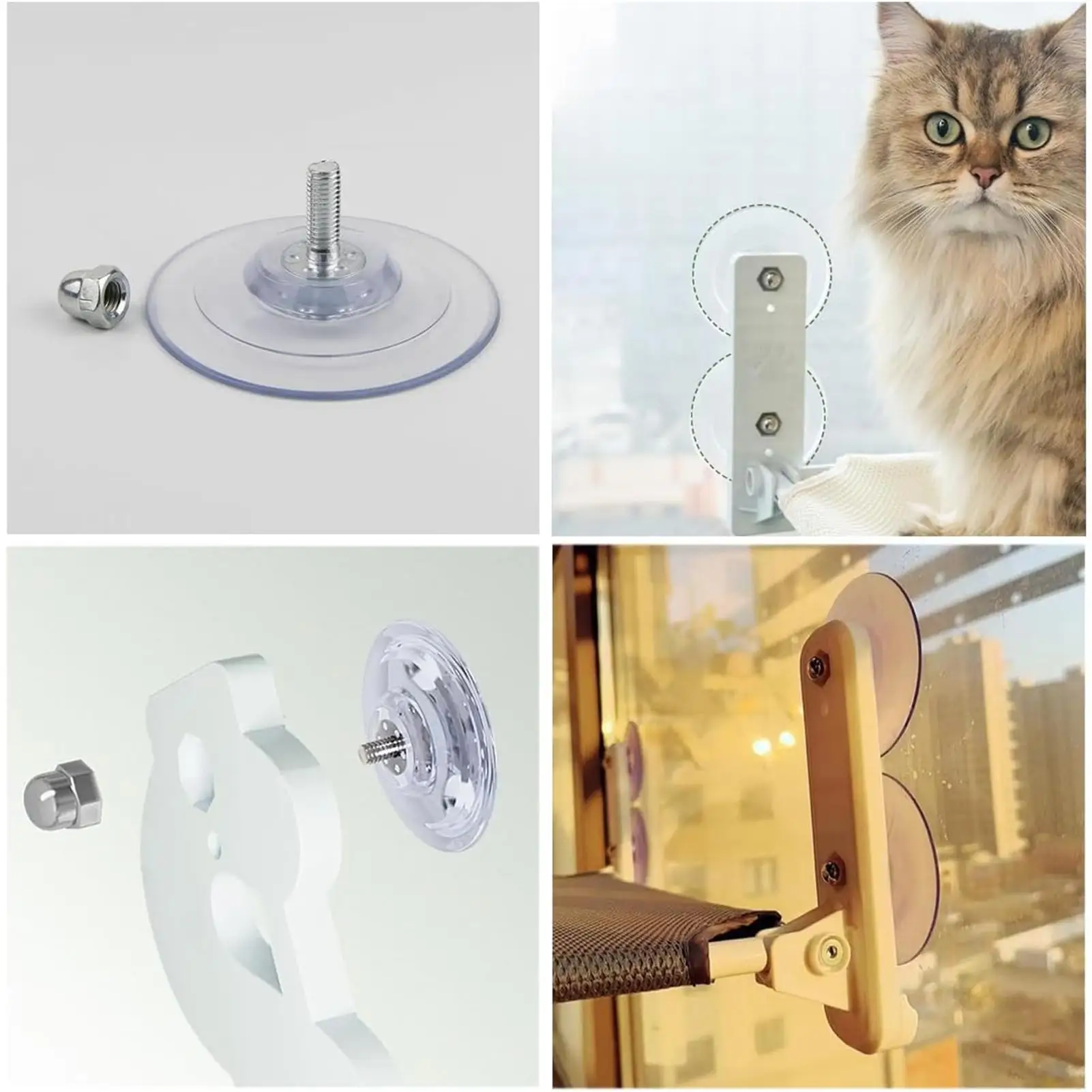 Katzenhängematte Saugnapf 4 Stück PVC-Saugnäpfe Katzenfenster mit Schrauben Sicherheits-Haltesystem Ersatz Maximales Gewicht 20 kg – Detail 6