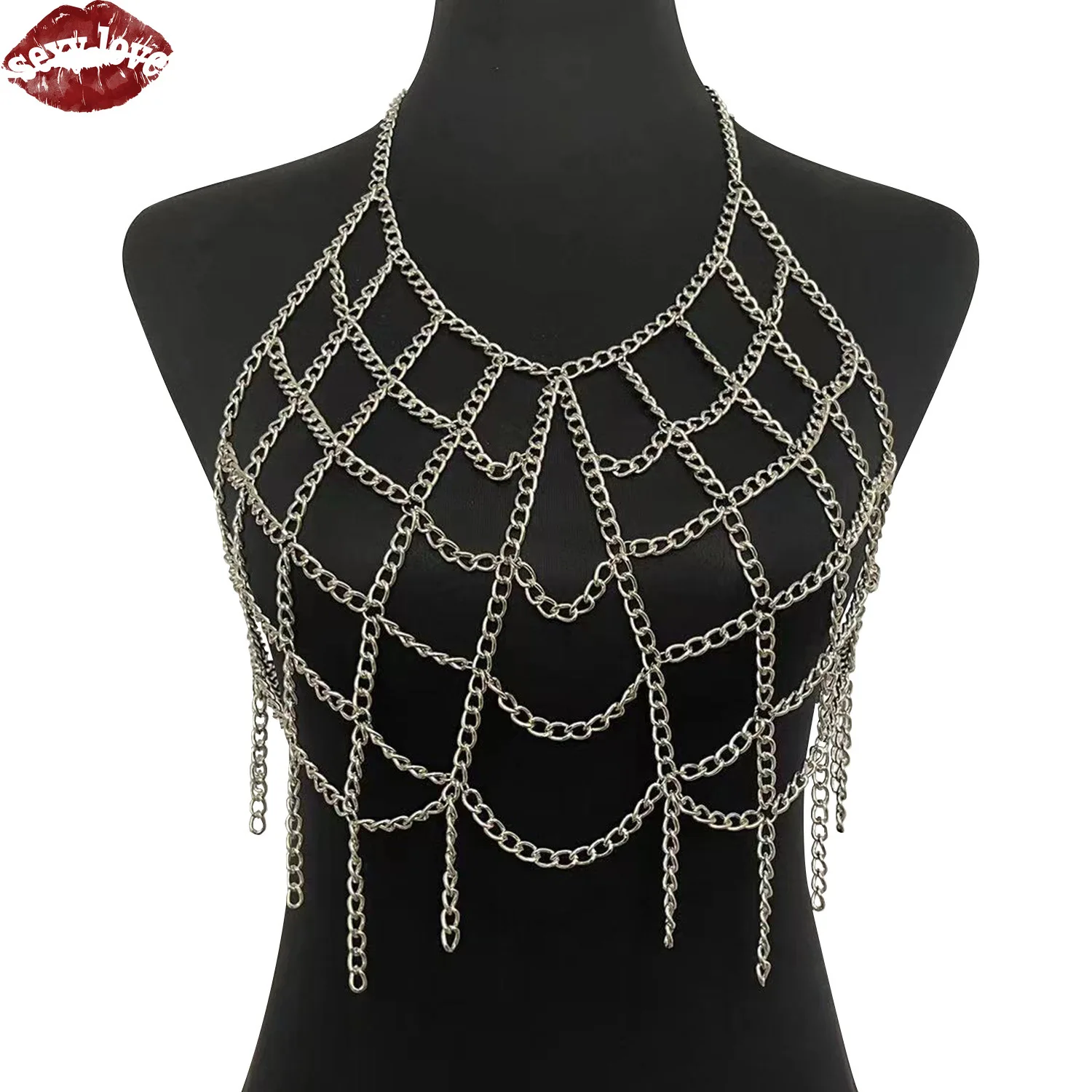 مثير الحب BDSM جديد الأوروبية والأمريكية مثير المرأة اكسسوارات الجنس شبكة جوفاء الصدر سلسلة مثير سلسلة الجسم المرأة الموضة