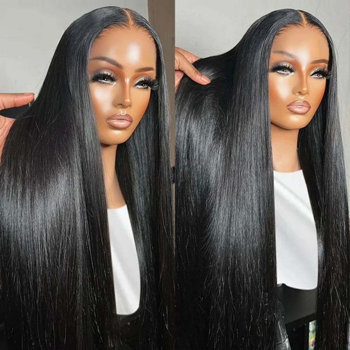 

32Inch Straight Lace Front Wigs Human Hair Brazilian 13x6 Straight HD Lace Frontal Wig Natural Black Bone Straight Wig For Women