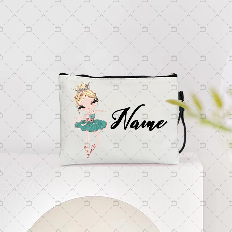 Ballet Cosmetic Bag, Nome Personalizado, Solteiro, Sacos De Batom, Artigos De Higiene Pessoal De Beleza, Organizador De Viagem, Bolsa De