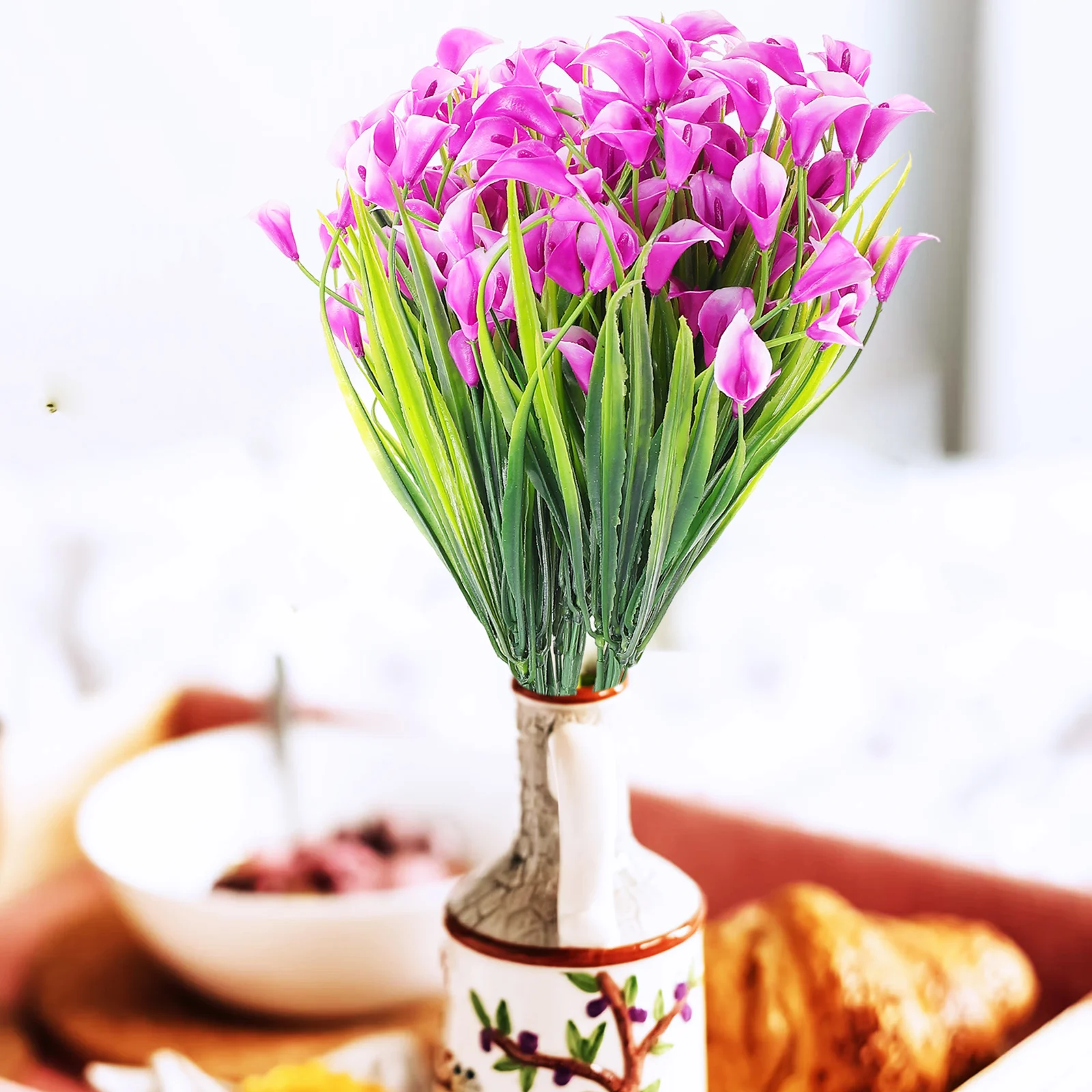 

6Pcs Realistic Common Fake Plants Wedding Decor Vase Arrangement Home Office DIY Artificial Flower Decoration Supplies