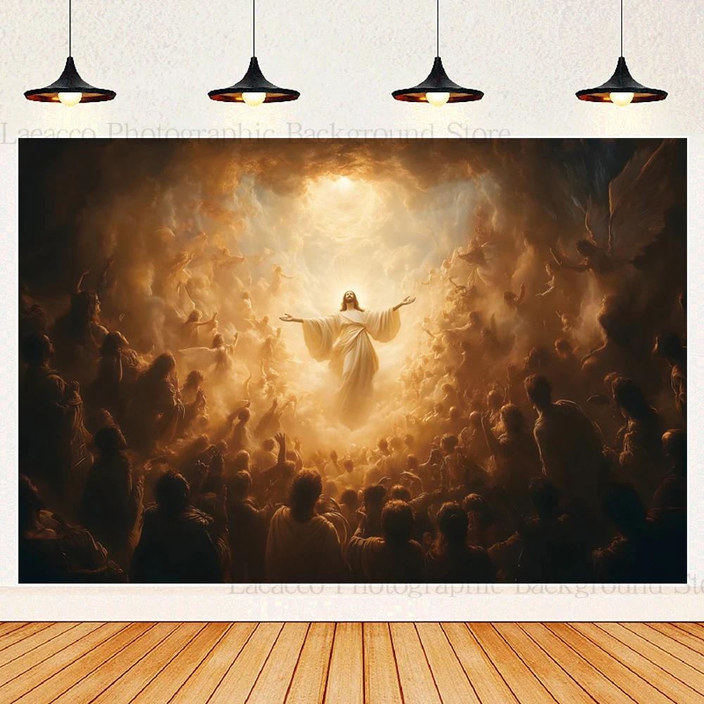 Jesus Christian Faith Holy Light Background Jesus Ascension Day Angel Baby Shower Photography Background Photo Studio Props