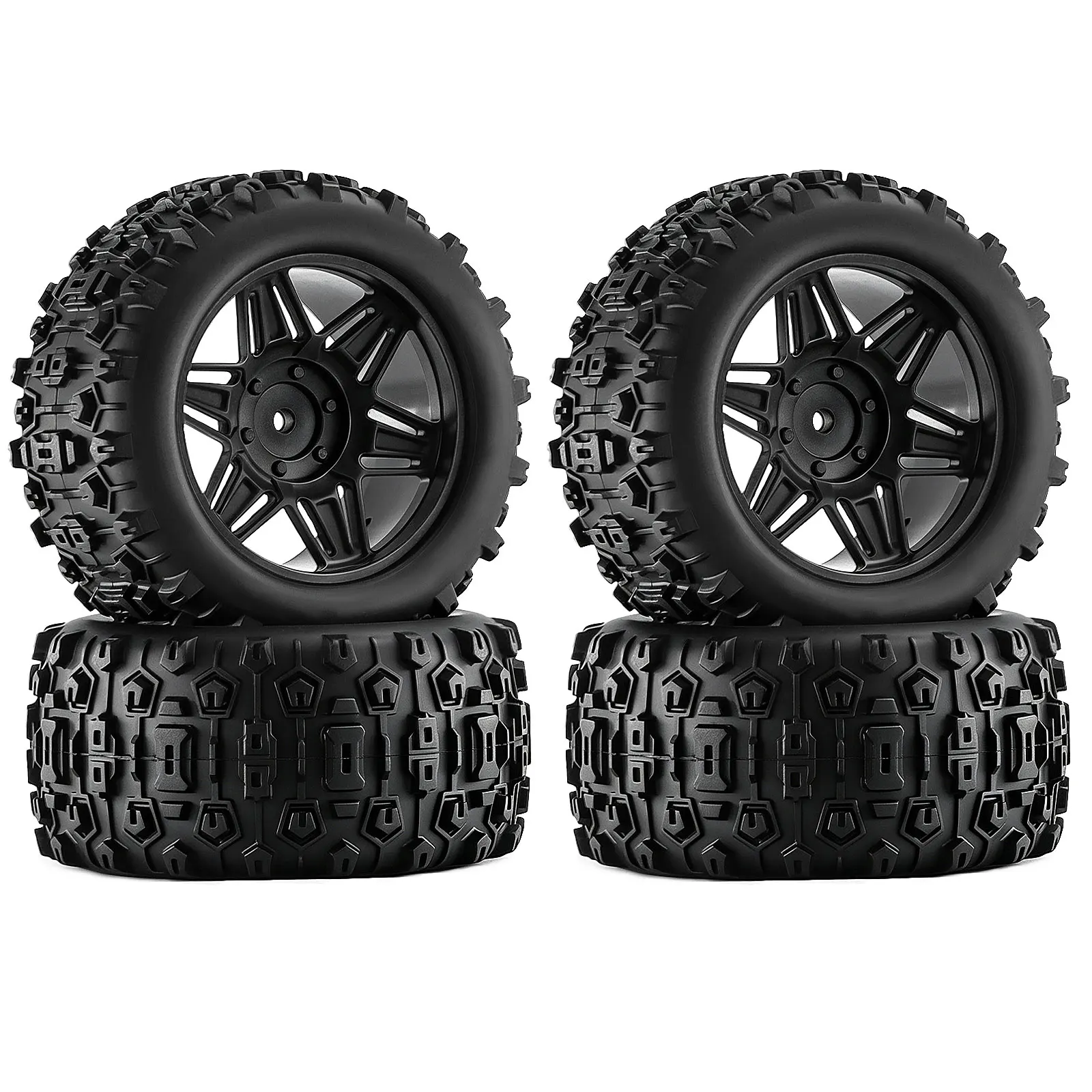 Lot De 4 Pneus RC En Caoutchouc – Remplacement Durable Pour Traxxas Maxx Arrma Kraton 1/8 1/10 – Haute Adhérence Et Résistance