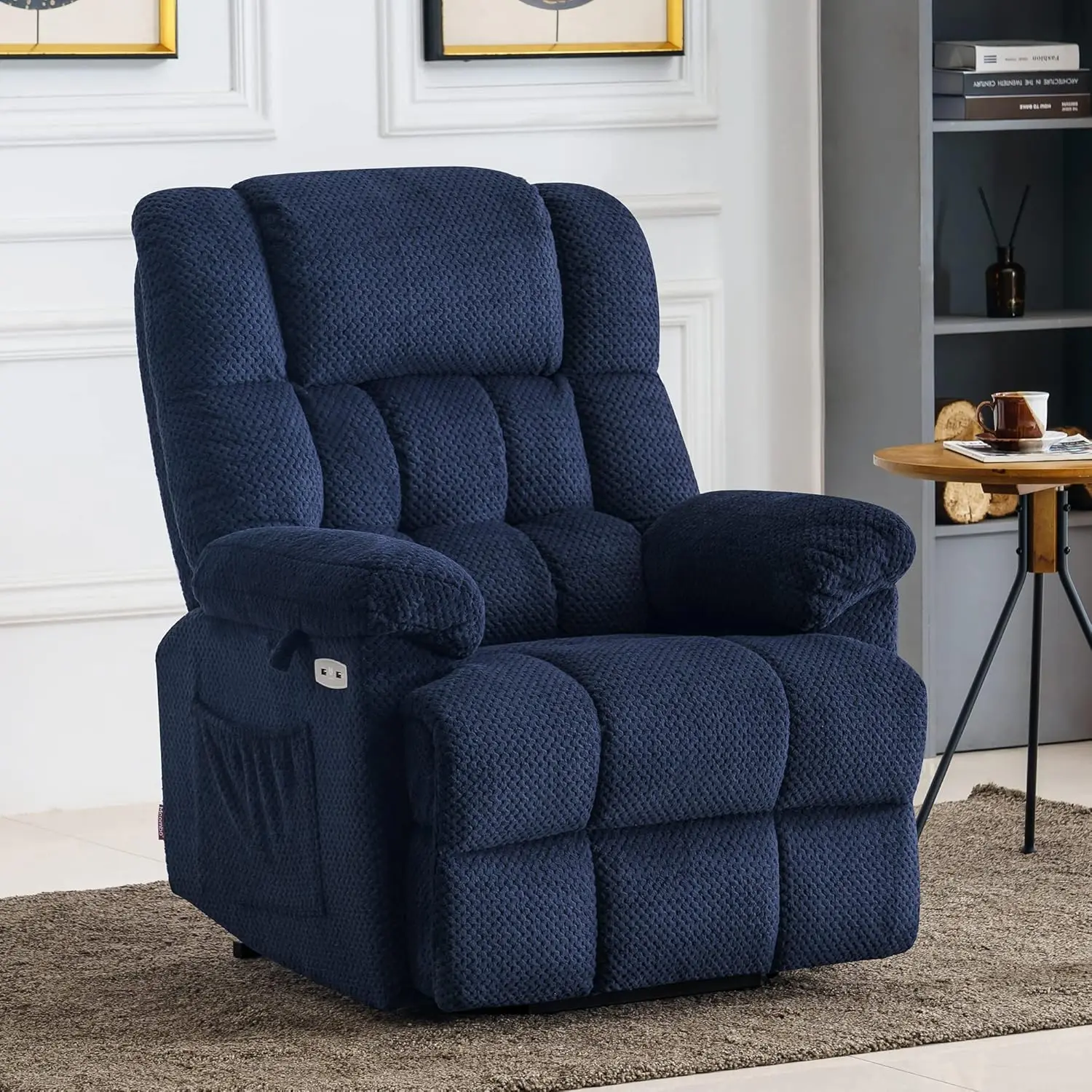 Power Lift Recliner Chair Sofa and Heat Adjustable Headrest 3 Positions USB Ports for Elderly People